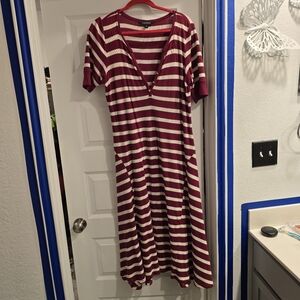 Ralph Lauren Red and Cream Cuffed Sleeve Sundress